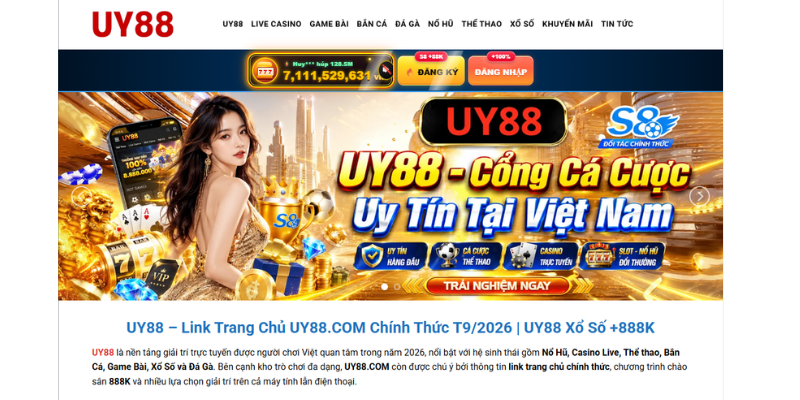 Truy cập link trang chủ UY88 tại https://betflix39.co
